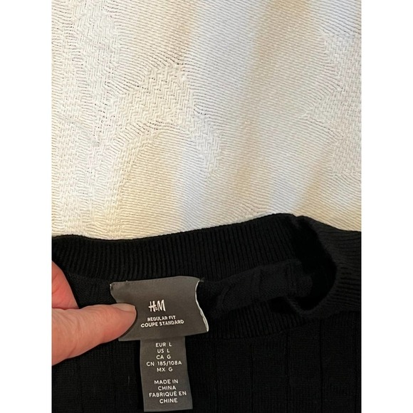 H&M Black Regular Fit T-Shirt Mens L - Picture 2 of 3